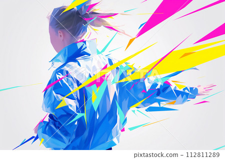 一名穿著運動服的女性移動身體的插圖 112811289