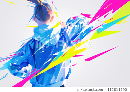 一名穿著運動服的女性移動身體的插圖 112811290