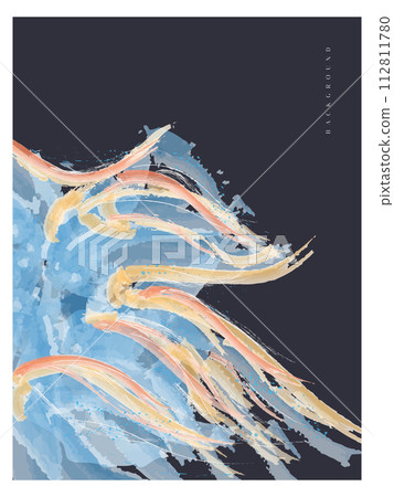 Abstract and Minimalist Illustration of Blue Wave in Watercolor Style, Suitable for Wall Decoration, Cover, Invitation, Poster, Card, Banner, Flyer, and Other 112811780
