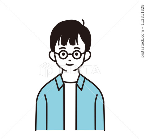 Simple illustration of an elementary school boy, upper body facing forward 112811829