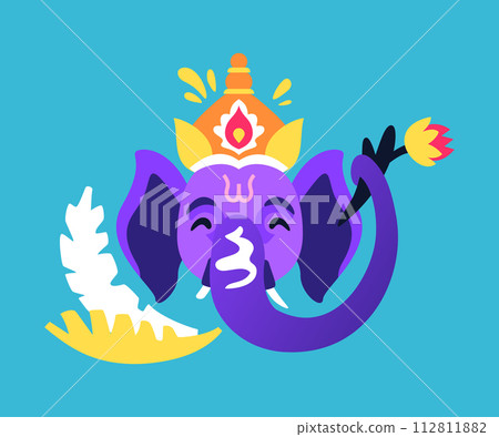 Head of Ganesha - modern colored vector illustration 112811882