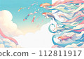 Carp streaming dancing in the sky 112811917