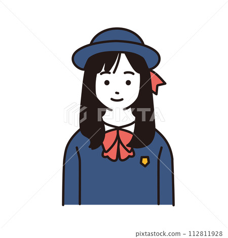 穿著校服上半身朝前的小學生簡單插畫 112811928