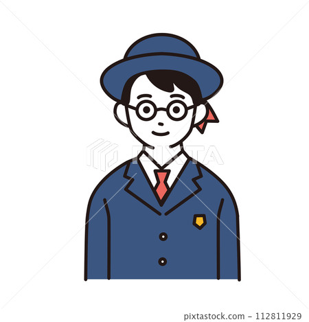 穿著校服上半身朝前的小學生簡單插畫 112811929