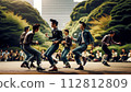 AI-generated content. Joyful Rockabilly Greasers dancers with Spectators in Harajuku, Tokyo 112812809
