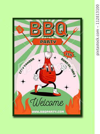BBQ grill party retro poster BBQ grill party retro poster 112813100