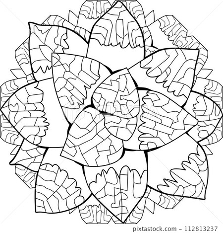 Succulent houseplant on mandala. Print shape home plant urban tropical jungle decor. Succulent houseplant on mandala. Print shape home plant urban tropical jungle decor. 112813237