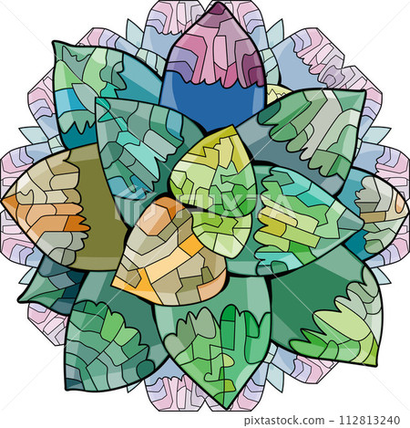Succulent houseplant on mandala. Print shape home plant urban tropical jungle decor. Succulent houseplant on mandala. Print shape home plant urban tropical jungle decor. 112813240