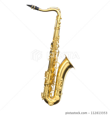 Golden saxophone on white background 112813353