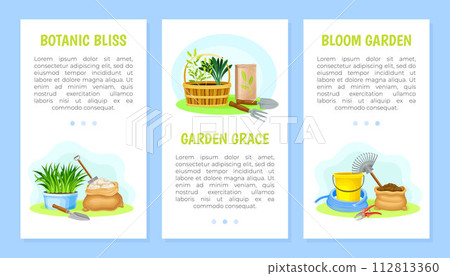 Garden Tools Banner Design with Handy Instrument Vector Template 112813360