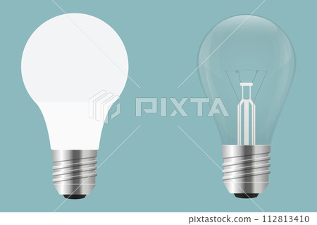 Vector drawing of energy saving lamp and incandescent lamp 112813410