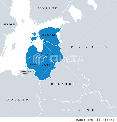 The Baltic States or the Baltic countries, political map. Geopolitical term encompassing Estonia, Latvia, and Lithuania, sometimes simply called the Baltics, all three members of the European Union. The Baltic States or the Baltic countries, political map. Geopolitical term encompassing Estonia, Latvia, and Lithuania, sometimes simply called the Baltics, all three members of the European Union. 112813834