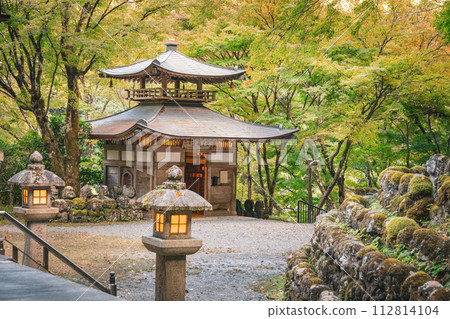 The Otagi Nenbutsuji Temple in Kyoto in autumn. 112814104