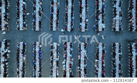 Muslims having iftar together during Ramadan 112814167