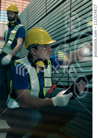 Team of engineers working at the factory 112814817