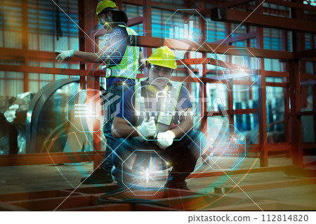 Team of engineers working at the factory Team of engineers working at the factory 112814820
