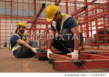 Engineer has accident when he work at factory. Engineer has accident when he work at factory. 112814837