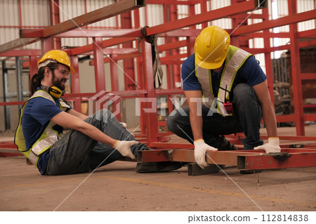 Engineer has accident when he work at factory. Engineer has accident when he work at factory. 112814838