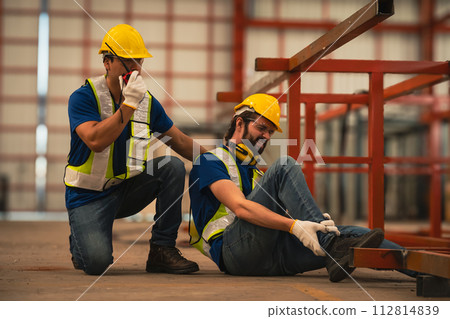 Engineer has accident when he work at factory. Engineer has accident when he work at factory. 112814839