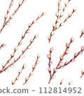 Watercolor seamless pattern hand drawn easter willow pussy branches set tender and slim 112814952