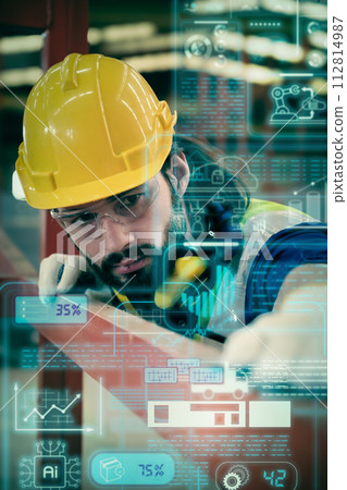 Team of engineers working at the factory 112814987