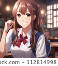 知識美麗的女孩在圖書館微笑 112814998