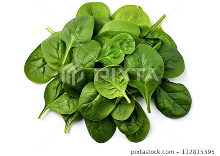 Fresh spinach on white background 112815395