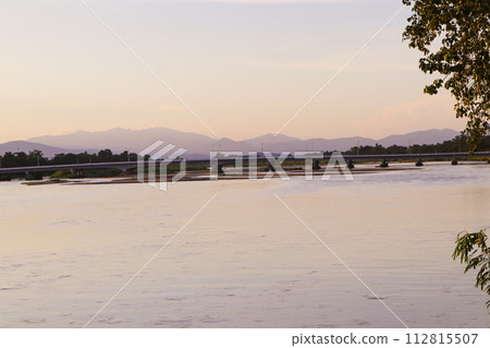 sunset, river, landscape 112815507
