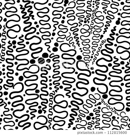 black swirls spirals seamless pattern. hand drawing. Not AI, Vector illustration 112815600