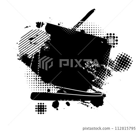 Abstract black blot object. Grunge frame. hand drawing. Not AI. Vector illustration 112815795