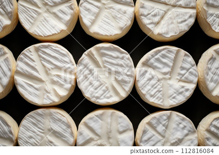Fresh camembert cheese, top view 112816084