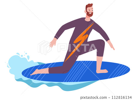 Active summer lifestyle. Man surfing. Water sport Active summer lifestyle. Man surfing. Water sport 112816134