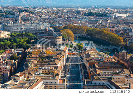 Aerial view of Saint Peter's Square, Vatican, Rome, Italy. Aerial view of Saint Peter's Square, Vatican, Rome, Italy. 112816140