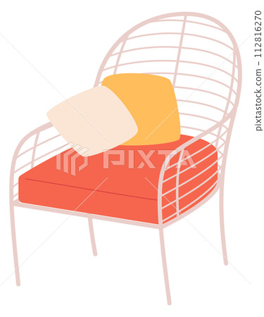 Rattan chair with soft cushions. Natural house furniture 112816270