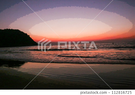 Awe sunset view  on beach and Indian ocean  in Goa (or Kerala ot Karnataka). 112816725