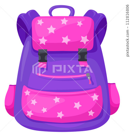 School girl backpack cartoon icon. Pink bag School girl backpack cartoon icon. Pink bag 112816806