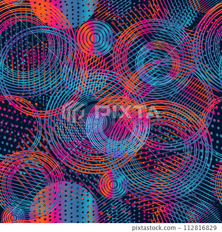 Seamless background of geometric gradient circles. hand drawing. Not AI, Vector illustration Seamless background of geometric gradient circles. hand drawing. Not AI, Vector illustration 112816829