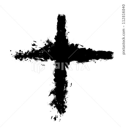 Hand drawn christian cross signs. Brush painted black icons. hand drawing. Not AI. Vector illustration Hand drawn christian cross signs. Brush painted black icons. hand drawing. Not AI. Vector illustration 112816840