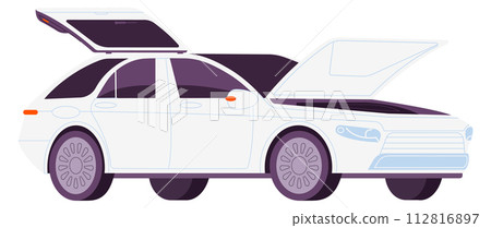 Car with open hood. Auto service color icon 112816897