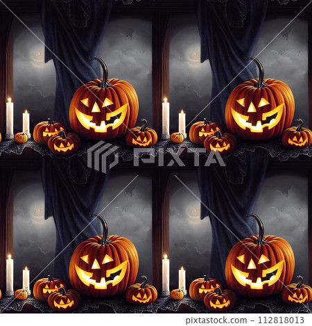 Seamless texture with Halloween pumpkins. Holiday wallpaper. Seamless texture with Halloween pumpkins. Holiday wallpaper. 112818013