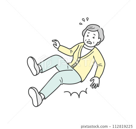 Illustration of an elderly woman falling and falling on her butt 112819225