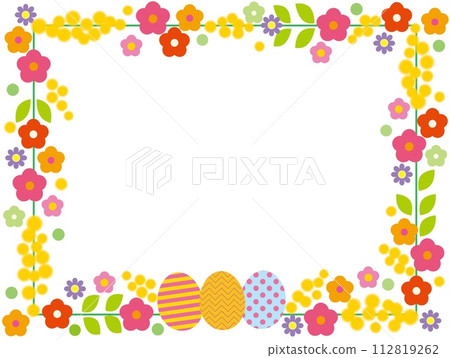 Easter frame flowers eggs white background Easter frame flowers eggs white background 112819262