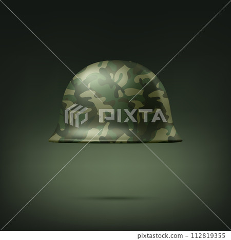 Vector 3d Realistic Green Military Soldier Protective Helmet Closeup Isolated. Helmet, Army Symbol of Defense and Protection. Soldier Helmet Design Template for Military, Defense and Safety Concept Vector 3d Realistic Green Military Soldier Protective Helmet Closeup Isolated. Helmet, Army Symbol of Defense and Protection. Soldier Helmet Design Template for Military, Defense and Safety Concept 112819355