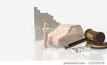 The  car and wood hammer for Auction cars concept 3d rendering. 112819379
