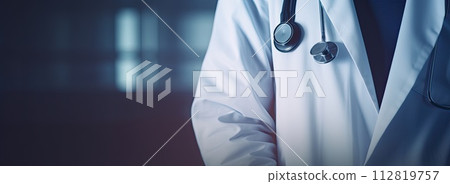 AI-generated content. a doctor with a stethoscope talk 112819757