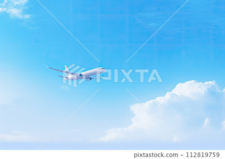 AI-generated content. white fluffy clouds are in the blue sky 112819759