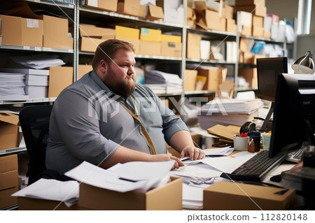 Office worker, beautiful man at workplace. Plus-size manager 112820148