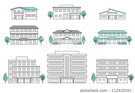 Nursing facility building illustration set 112820261