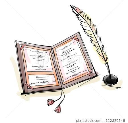Marriage Certificate Quill Quill Handwritten Bridal 112820546
