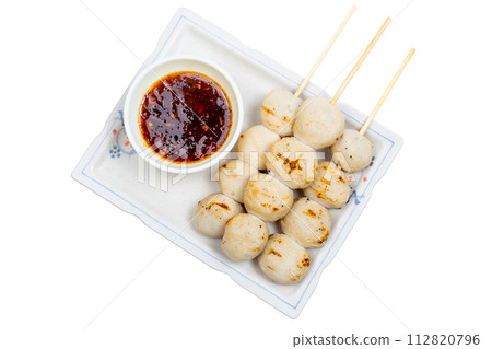 Toasted meatballs with spicy sauce. Toasted meatballs with spicy sauce. 112820796
